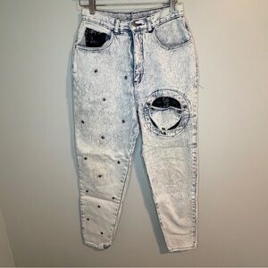 Women's Stefano International Acidwash Jeans, Blue, Size 14 preloved distressed